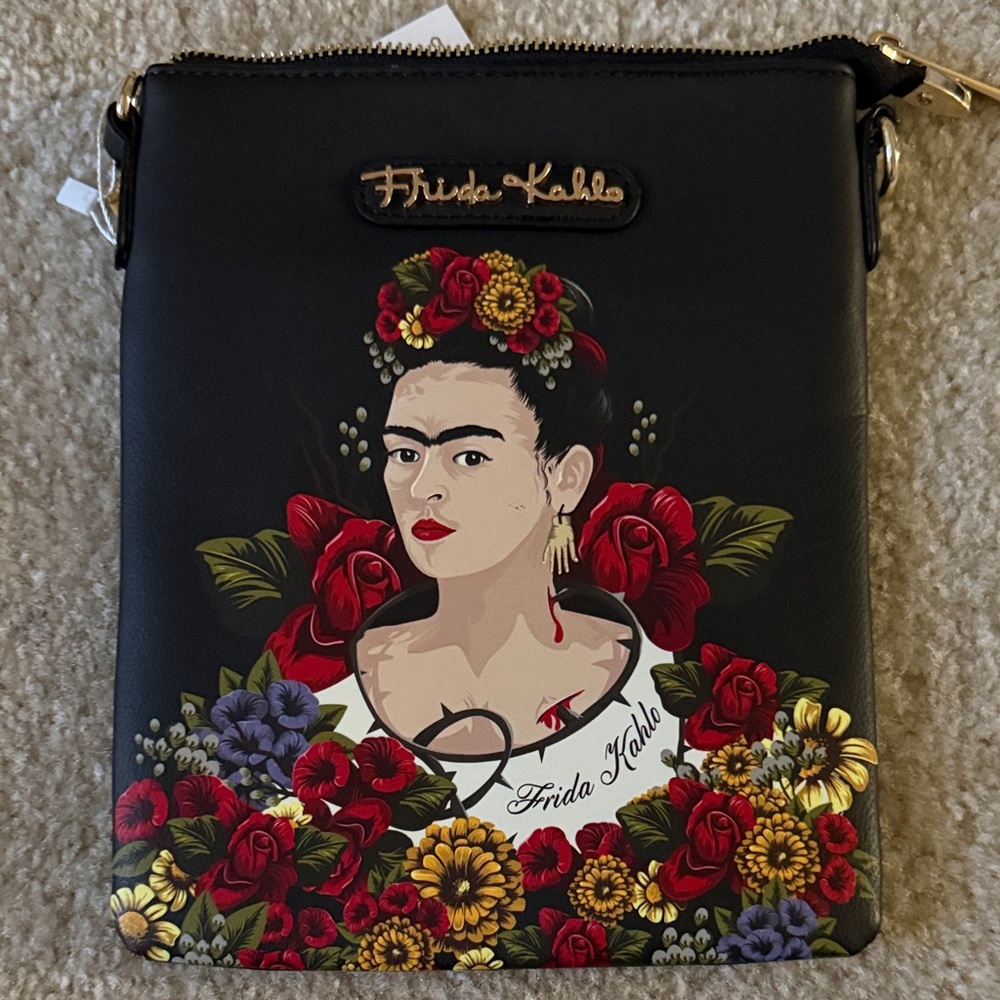 Black Frida Kahlo Crossbody Bag